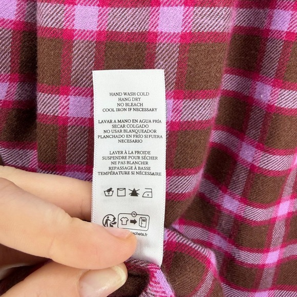 Rails Flannel Plaid Long Sleeve Button Up Shirt Top Women Medium Brown Pink - Picture 7 of 9
